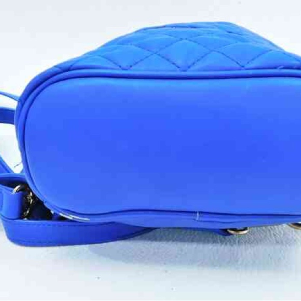 ❌SOLD❌BEBE Blue Faux Leather Gold Zipper Adjustable Backpack - Picture 9 of 9